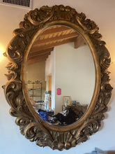 Load image into Gallery viewer, #199 Large Vintage Ornate Gold Oval Beveled Mirror 65“ X 54“

