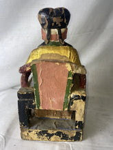 Load image into Gallery viewer, Antique Chinese Gold Gilt Hand Carved Wood Polychrome Emperor Statue
