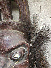 Load image into Gallery viewer, Antique African Tribe Wooden Carved Art Statue Mask Real Teeth Hair Early 20th!
