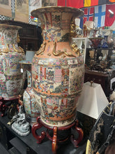 Load image into Gallery viewer, LARGE CHINESE DRAGON PORCELAIN GILT FLOOR VASE WITH STAND!
