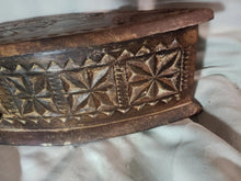 Load image into Gallery viewer, Vintage African Hand Made Money Box Floral Design Carved Wood Storage Box
