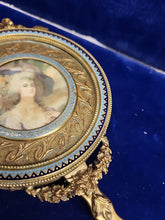 Load image into Gallery viewer, Antique French Bronze Hand Mirror w/ Miniature Painting
