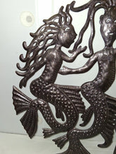 Load image into Gallery viewer, Haitian Hand Chiseled Recycled Steel Oil Drum 23"X 23" Dancing Mermaids
