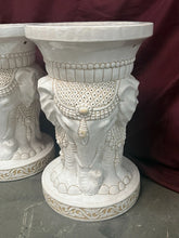 Load image into Gallery viewer, Pair of Vintage White Elephant Ceramic Garden Stool / Planter 21”H 13”D
