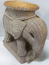 Load image into Gallery viewer, Vintage 20” Rattan Wicker Elephant Plant Stand Side End Table
