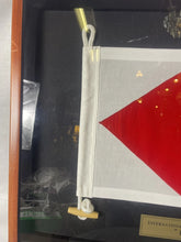 Load image into Gallery viewer, Nautical Signal Flag Maritime Naval Ship “F” Framed In Shadow Box 25” X 19”
