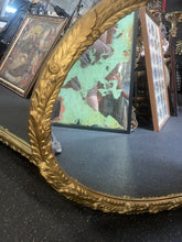 Load image into Gallery viewer, #247 Large Antique Style Oval Gold Ornate Wood Framed Mirror 38” X 31”
