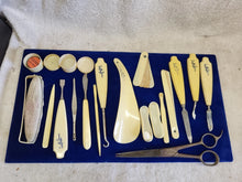 Load image into Gallery viewer, 18 Piece Victorian French Ivory~Celluloid Vanity Dresser Manicure Grooming Set
