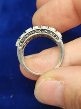 Load image into Gallery viewer, Vintage Ring X7 Opal Band Wedding Silver Ring Band Eternity 38 Dark Gemstones
