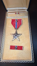 Load image into Gallery viewer, WWII Korea Bronze Star Medal Engraved Arnold J Yoho Complete w/ Oak Leaf Cluster
