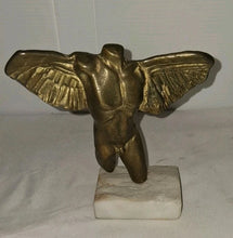 Load image into Gallery viewer, Yanni Signed Abstract Winged Male Torso Bronze Tone Sculpture Marble Base Modern
