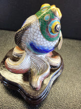 Load image into Gallery viewer, Vintage Cloisonné Enameled Brass Tropical Fish Sculpture on Wood Stand
