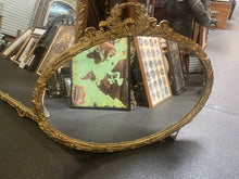 Load image into Gallery viewer, #247 Large Antique Style Oval Gold Ornate Wood Framed Mirror 38” X 31”
