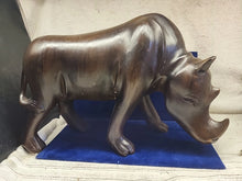 Load image into Gallery viewer, Vintage African Ebony Wooden Rhino Statue Rhinoceros Wooden -Carved Art Figure
