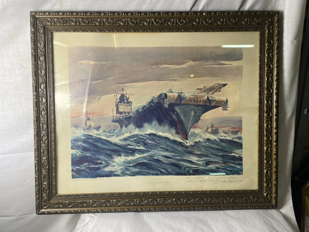 Arthur Beaumont 1965 USS Enterprise CVN-65, Long Beach, Bainbridge ￼signed Print