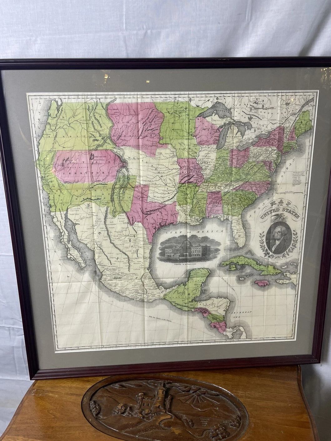 1851 Framed Case Tiffany and Company Map of the United States 1st Edition!!