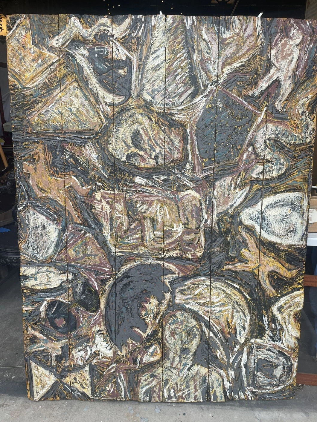 French Artist Philippe cognee Large wood carved art, 1984!!