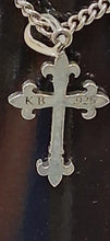 Load image into Gallery viewer, King Baby Studio Men's Sterling Silver Necklace 24" Cross Fleur De Lis Pendant
