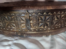 Load image into Gallery viewer, Vintage African Hand Made Money Box Floral Design Carved Wood Storage Box
