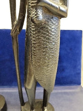 Load image into Gallery viewer, Vtg Carved Wooden Maasai Spear Warrior &amp; Woman Tribal Ebony Figurine Sculpture
