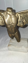 Load image into Gallery viewer, Yanni Signed Abstract Winged Male Torso Bronze Tone Sculpture Marble Base Modern
