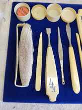 Load image into Gallery viewer, 18 Piece Victorian French Ivory~Celluloid Vanity Dresser Manicure Grooming Set
