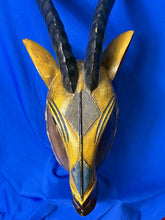 Load image into Gallery viewer, Vintage Large 23” African Tribal Blesbok Blesbuck Antelope Yellow Wood Mask

