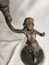 Load image into Gallery viewer, Antiques A brass statue of a prominent woman carrying a lamp candle home decor !
