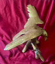 Load image into Gallery viewer, Vintage Brass American EAGLE Perched on Branch Statue 18” Wingspan, 5.5 lbs
