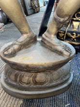 Load image into Gallery viewer, Vintage Aspara Musical Ladies Playing Dholak Indian Bronze Statues Rare 38”
