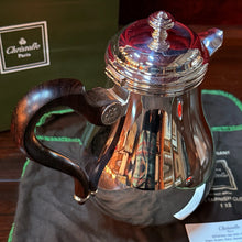 Load image into Gallery viewer, Christofle Paris Bagatelle Silver Plated Coffee Pot 8 Cup Rosewood Handle w/ Box
