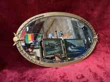 Load image into Gallery viewer, #266 Vintage Gold Metal Framed Beveled Oval Mirror 31“ X 18“
