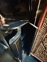 Load image into Gallery viewer, Vintage Chinese Black Lacquer Bar Cabinet Fold Out Top Hand Painted 42H 36L 18D
