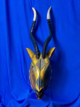 Load image into Gallery viewer, Vintage Large 23” African Tribal Blesbok Blesbuck Antelope Yellow Wood Mask
