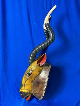 Load image into Gallery viewer, Vintage Large 23” African Tribal Blesbok Blesbuck Antelope Yellow Wood Mask
