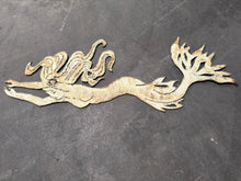 Load image into Gallery viewer, Rustic Handmade Heavy Metal Mermaid Wall Art – Nautical Coastal Décor 59”
