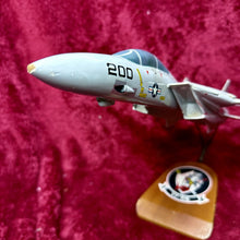 Load image into Gallery viewer, RARE VF-24 F-14 Tomcat Wooden Model 16” Wingspan Navy Jet w/ Base Movable Wings
