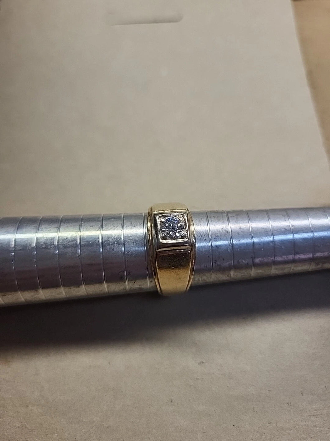 Men's Vintage 10K Yellow Gold .65c Diamond Pave Signet Ring SZ 9