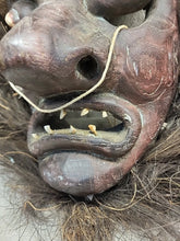 Load image into Gallery viewer, Antique African Tribe Wooden Carved Art Statue Mask Real Teeth Hair Early 20th!
