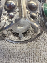 Load image into Gallery viewer, Vintage Taxco Mexico sterling silver greenstone cabochon bracelet 7 in 60g
