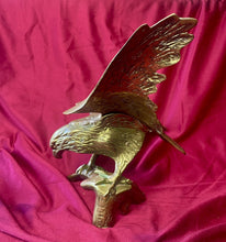 Load image into Gallery viewer, Vintage Brass American EAGLE Perched on Branch Statue 18” Wingspan, 5.5 lbs

