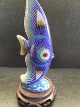 Load image into Gallery viewer, RARE Chinese Cloisonne Statue Fish Figurine 8", Unique! W/ stand
