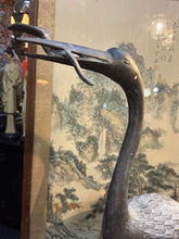 Load image into Gallery viewer, Large Vintage Bronze Longevity Crane Standing On Turtle Statue 39.5”
