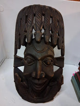 Load image into Gallery viewer, Vintage Large African Carved Wood Bamum Mask from Cameroon 27“ X 14“

