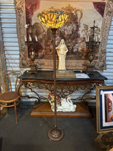 Load image into Gallery viewer, Beautiful Vintage Tiffany Style Floor Lamp Stained Glass 6’ Tall
