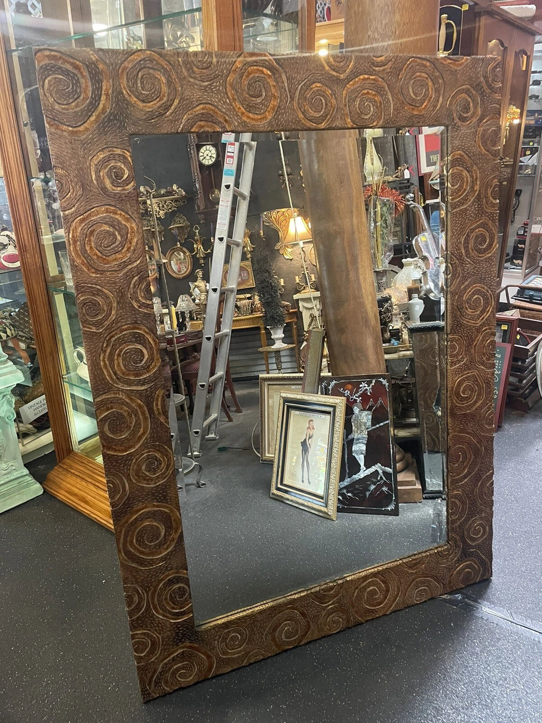 #132 Harrison & Gil DAUPHINE Large Gold Beveled Mirror 59“ X 43“