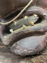 Load image into Gallery viewer, Antique African Tribe Wooden Carved Art Statue Mask Real Teeth Hair Early 20th!

