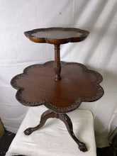 Load image into Gallery viewer, ANTIQUE MAHOGANY TWO TIER PIE CRUST EDGE TABLE!
