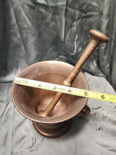 Load image into Gallery viewer, Large Brass Antique Apothecary Drug Spice Grinder Milling mortise &amp; pestle Heavy
