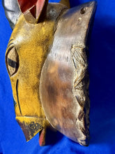 Load image into Gallery viewer, Vintage Large 23” African Tribal Blesbok Blesbuck Antelope Yellow Wood Mask
